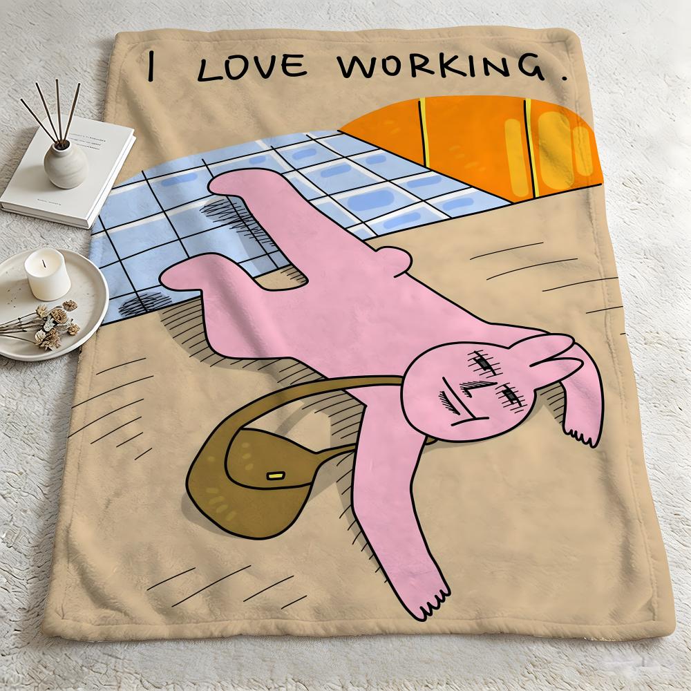 cartoon M-My friend rabbit-t Throw Warm Soft Flannel Blanket, Multi-use for Sofa Bed Camping Travel Nap 75cmx90cm