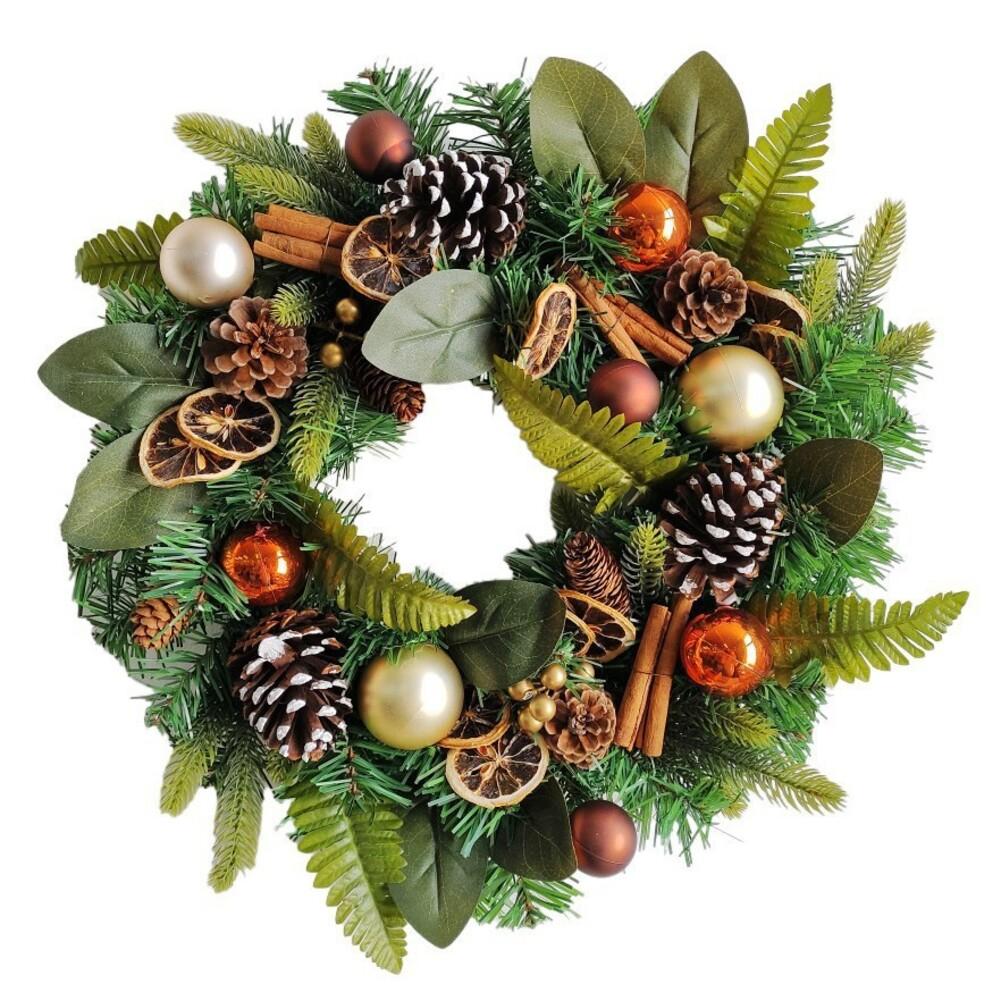 1PC Christmas Wreath 20 Inches Artificial Christmas Wreath Holiday With Baubles Berries Pine Needles Home Festival Party Decor