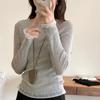 Women's Outer Wear Lace Trim Long Sleeve Round Neck Soft Sweater Knitwear Autumn Slim Inner Base Layer Top