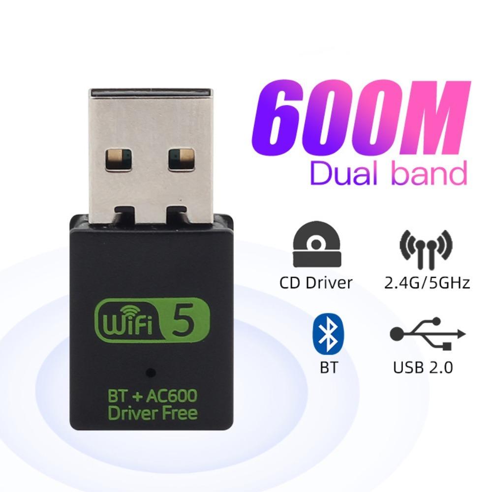 USB2.0 Bluetooth 5.0 2 In1 Dongle Bluetooth Wireless Network Card Wifi Network Adapter  PC/Laptop