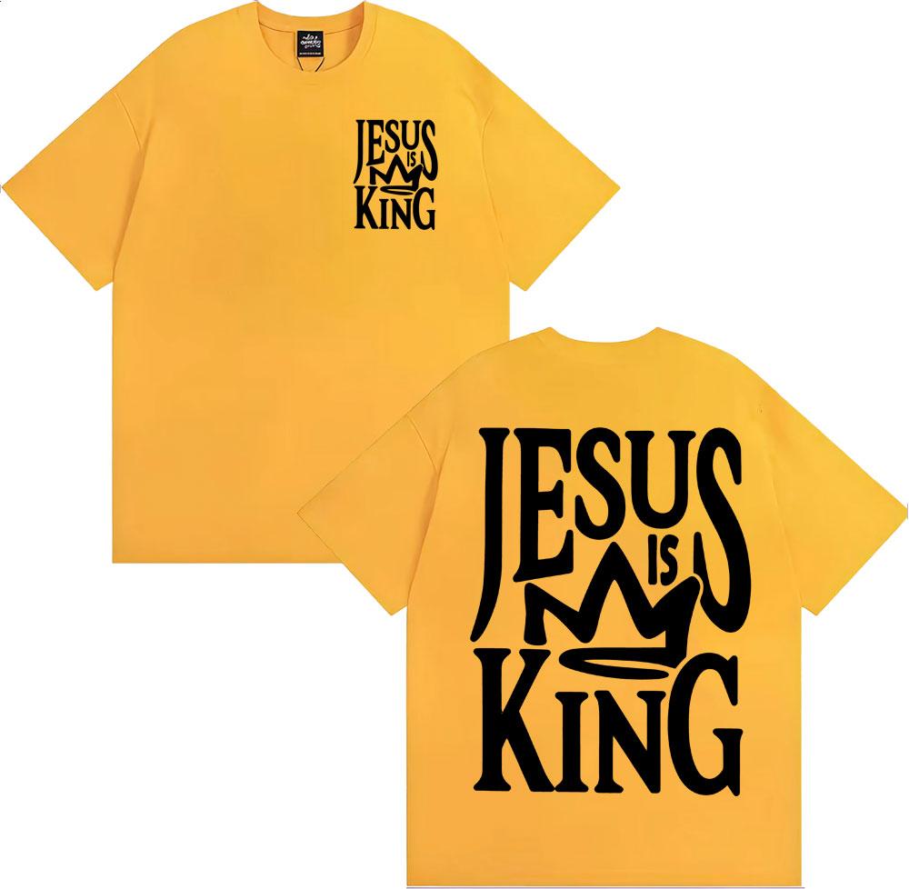 Jesus Is King Oversized Vintage Christian Printed T Shirts Men Women Gothic Vintage Tshirt 100 Cotton Comfort Crewneck T Shirt