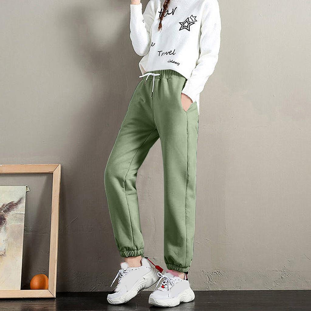Women's Fleece Lined Thickened Sweatpants Harem Pants Loose Fit Warm Casual Athletic Joggers with Elastic Waist and Drawstring