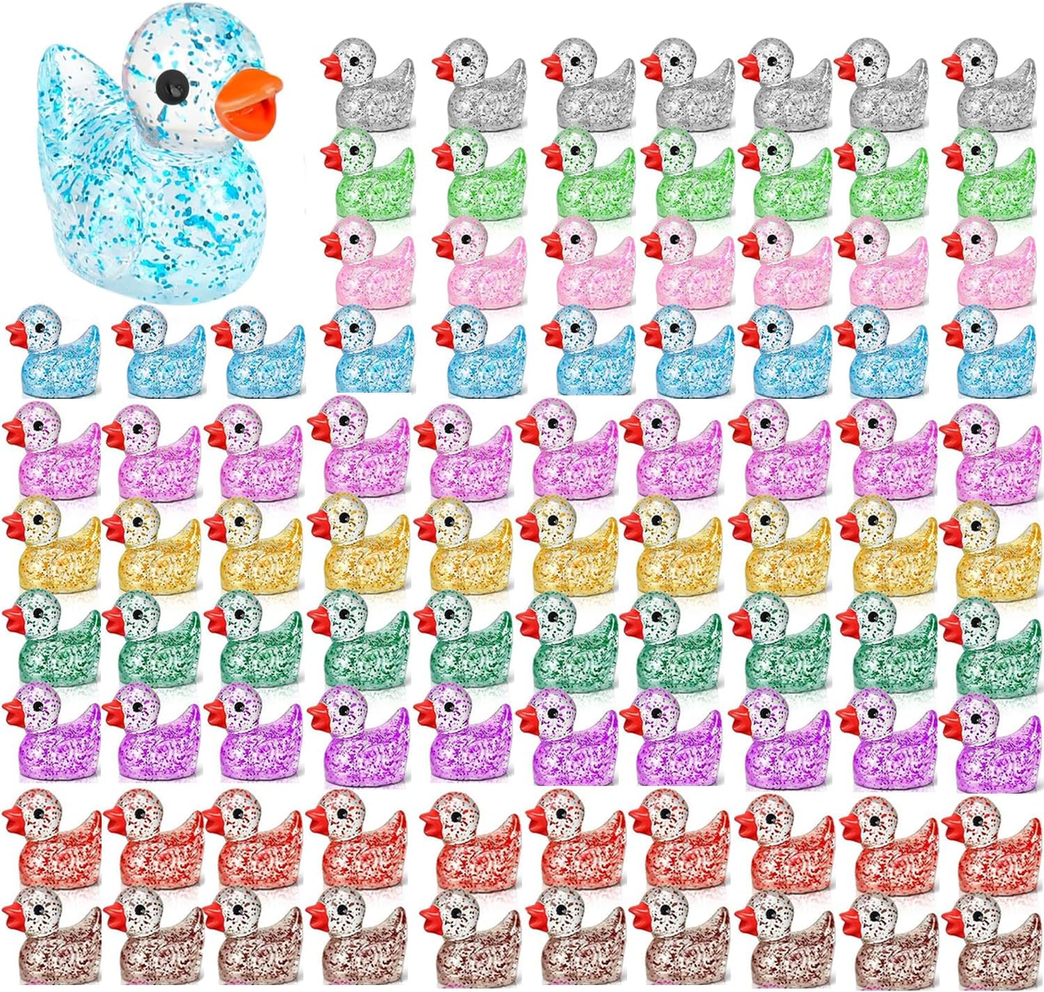 

100/200 шт. блестящие смоляные мини-утки, украшения для кукольного домика, аквариума, волшебного сада, террариума, микропейзажа, красочные 100Pcs