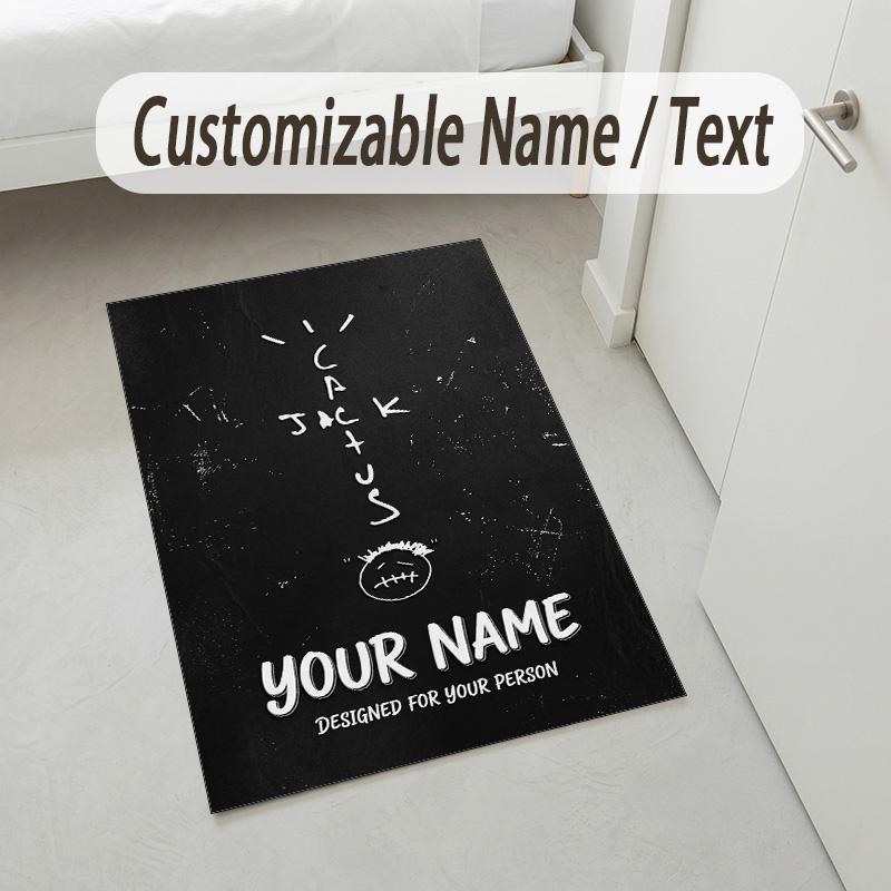 Personalized Crystal Velvet Carpet,Travis Scott Custom Printed Name, Plush Area Rug For Home Indoor Decor