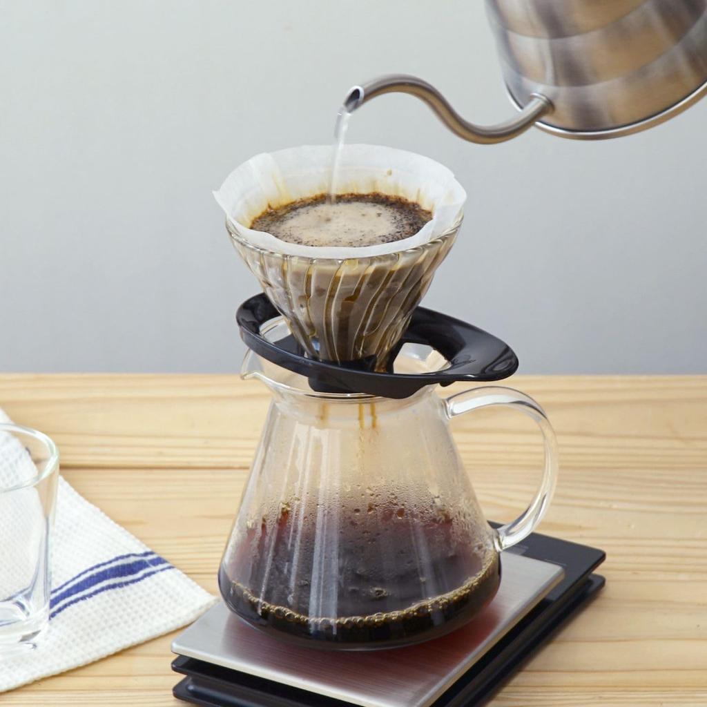 HARIO VDGR-01-B V60 Glass Coffee Dripper 01, 1-2 Cups, Black Holder