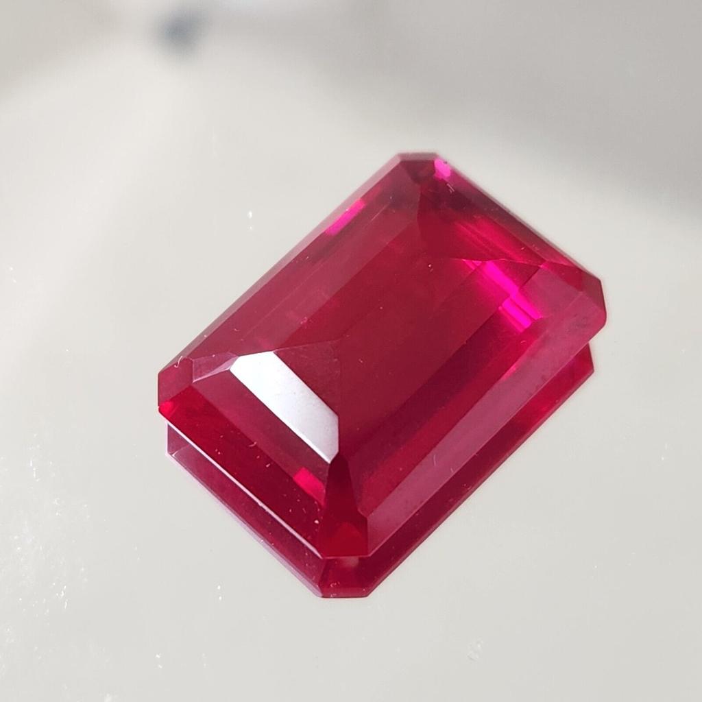34.60 Ct Heated CERTIFIED Red Ruby Stunning Emerald Cut Loose Gemstone