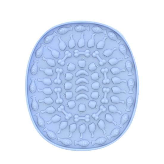 Pet Lick Pad Suction Cup Bottom Non-slip Silicone Feeding Mat Cat Dog Slow Food Bowl Pet Supplies синий