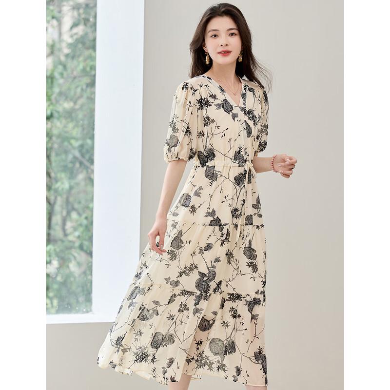 ORIGIN V-Neck A-Line Midi Dress M