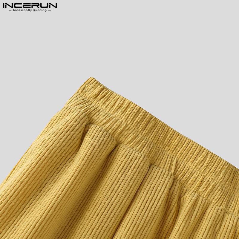 INCERUN Autumn Men Corduroy Sleeveless Waistcoat and Long Pants Outfits Sets