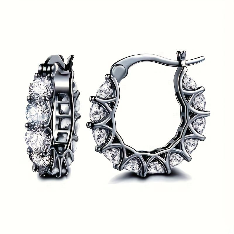 Exquisite Zircon Inlaid Circle Hoop Earrings for Women, Engagement Banquet Daily Wear Fashion Jewelry, Sparkly Gift for Her