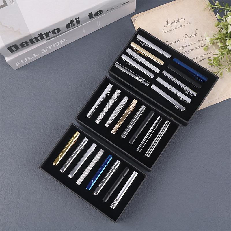 Set de 8 Pisacorbatas/Caja Con Caja de Regalo Regalos para Invitados de Boda Pisacorbatas Metálicos para Hombre
