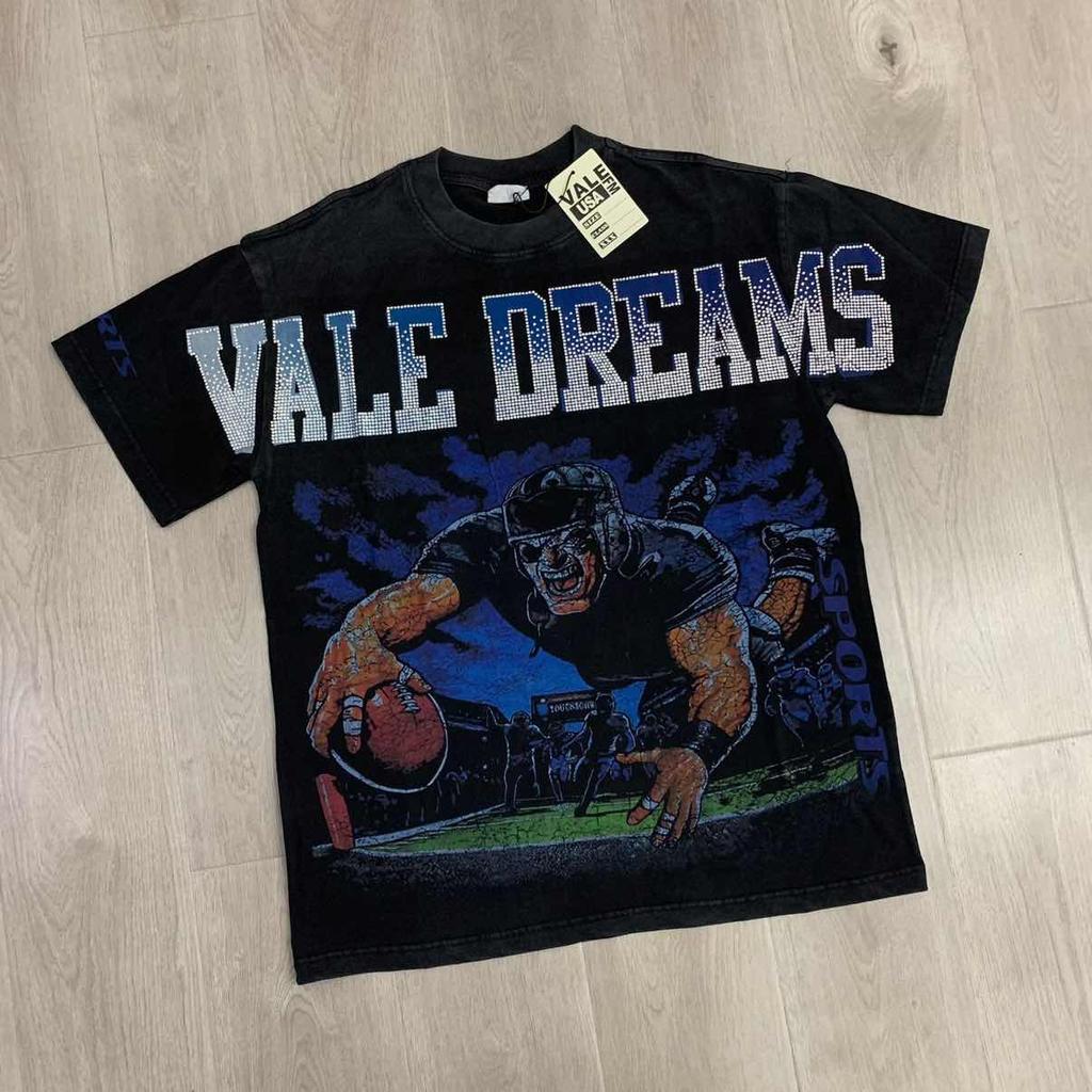 DRIPX T-shirt da uomo a maniche corte, 100% cotone, morbida, comoda e casual, vestibilità larga streetwear, modello a fantasia 'Valley Pattern 1'