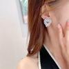 New Copper Micro Inlaid Cubic Zirconia Heart Shaped Hollow Earrings Clothing Accessories Gifts
