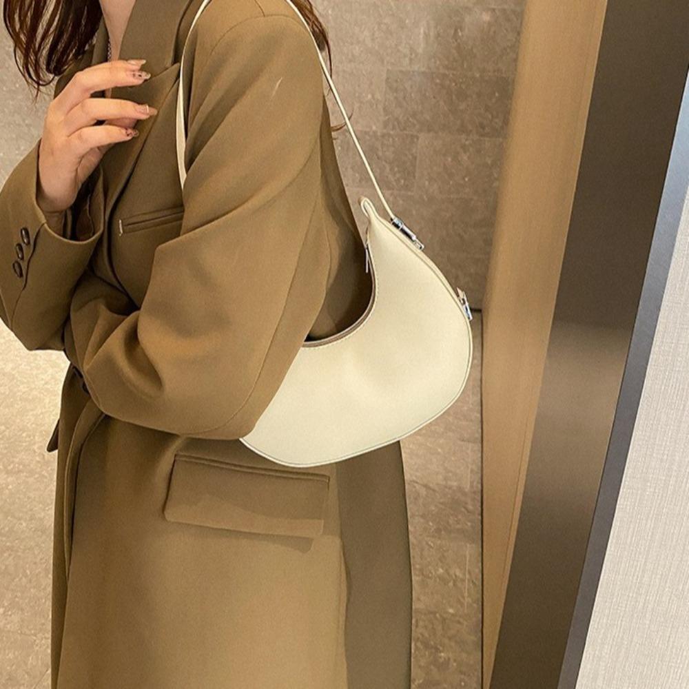Y2K PU Leather Underarm Bag Handbag New Moon Bag Fashion Women Hobo Bag  Daily