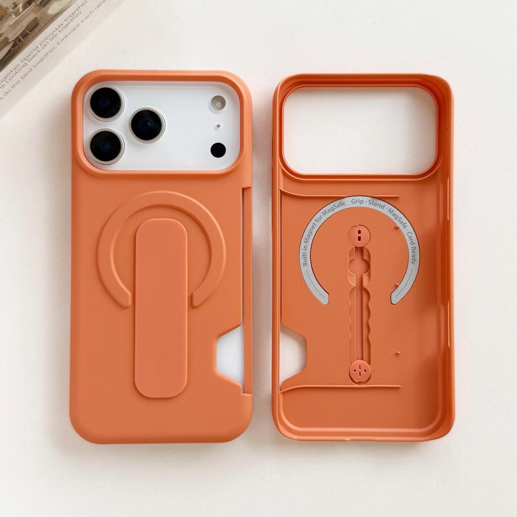 Matowe Magnetyczne Etui Apple 17 Pro Max z Niewidocznym Stojakiem i Uchwytem na Karty do iPhone 16/15/14