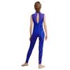 Girls Dance Bodysuit Sparkly Rhinestones Sheer Mesh Patchwork Full Body Performance Wear