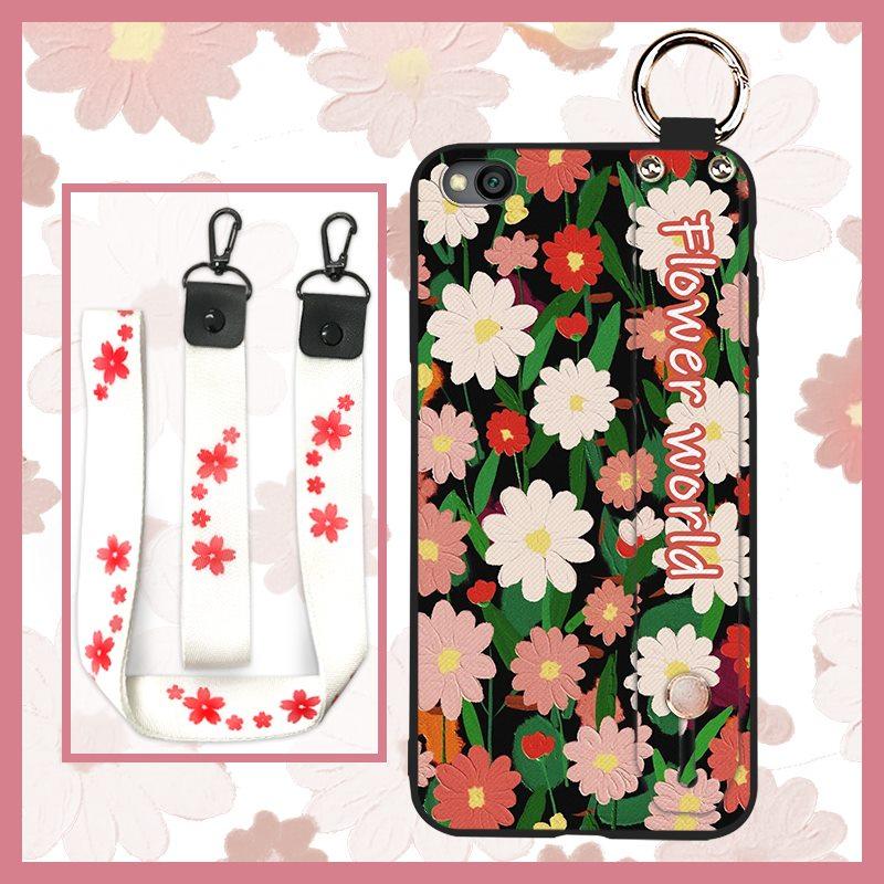 Soft Case Oil Painting Phone Case For Xiaomi Redmi GO Flower Durable Dirt-resistant Kickstand Protective Wristband Ring