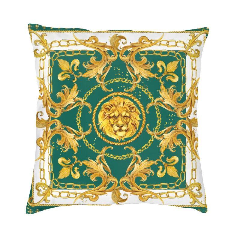 Golden Baroque Elegance Style Square Pillowcover Home Decorative Cushion Cover Throw Pillow for Car Doublesided Printing