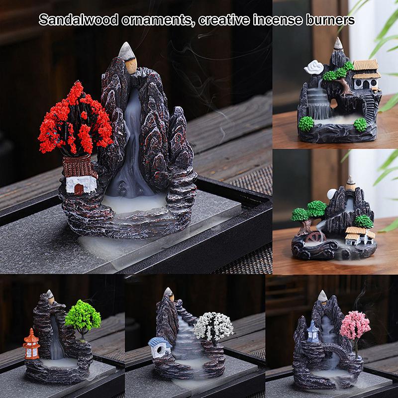 Resin Reflux Incense Burner Tower Sandalwood Decoration Home Indoor Aromatherapy Mosquito Repellent Incense Burner Ornament