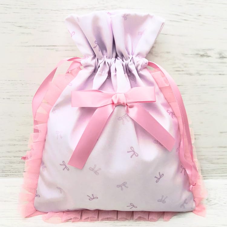 My Melody & Little Twin Stars X DOLLY MIX Ruffle Drawstring Bag Light Pink
