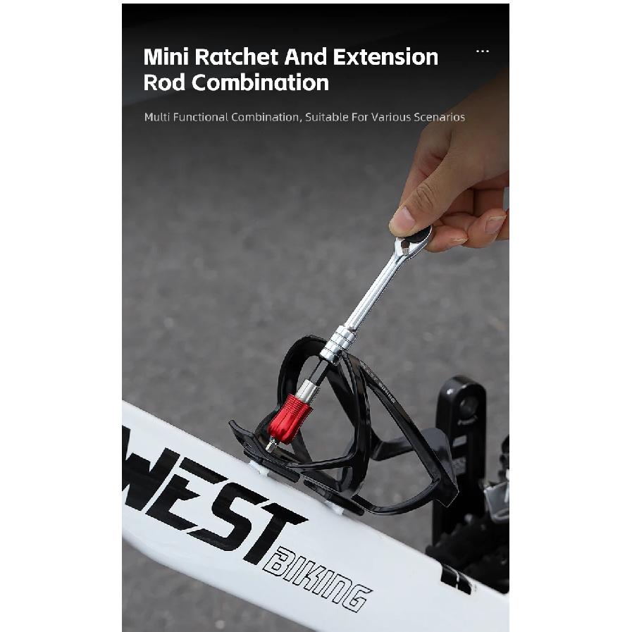 WEST BIKING Portable Ratchet Wrench Kit Multifunction Bicycle Tools 14 In 1 Multitool Set Tyre Lever MTB Road Bike Gadgets