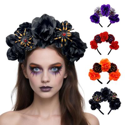 Party Headband 3D Flower Decor Retro Luxurious Hairpin Non-Fading Shiny Versatile Theme Headwear Hair Accessory