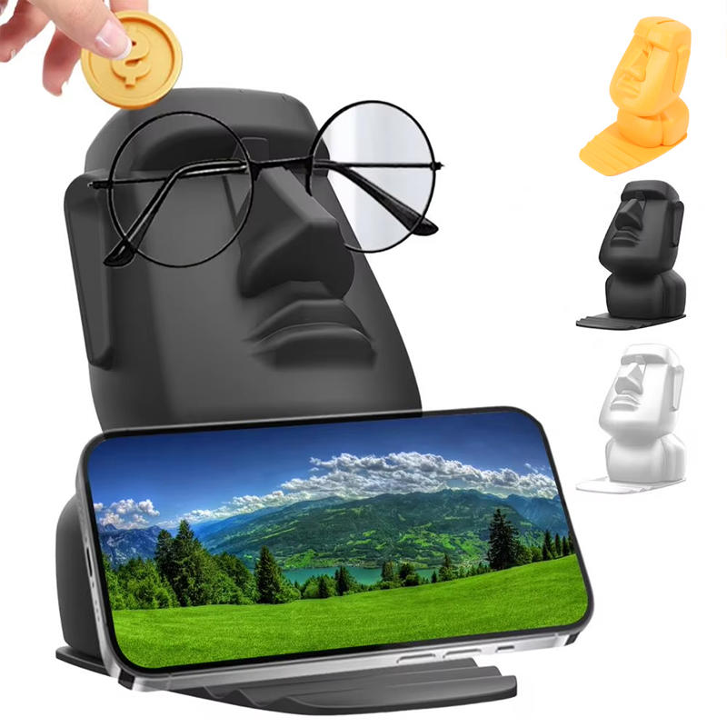 Kreativer 3-in-1 Handy-Brillenhalter Schreibtisch Büro Kopfgeformt Einzigartige Brillenständer Spardose