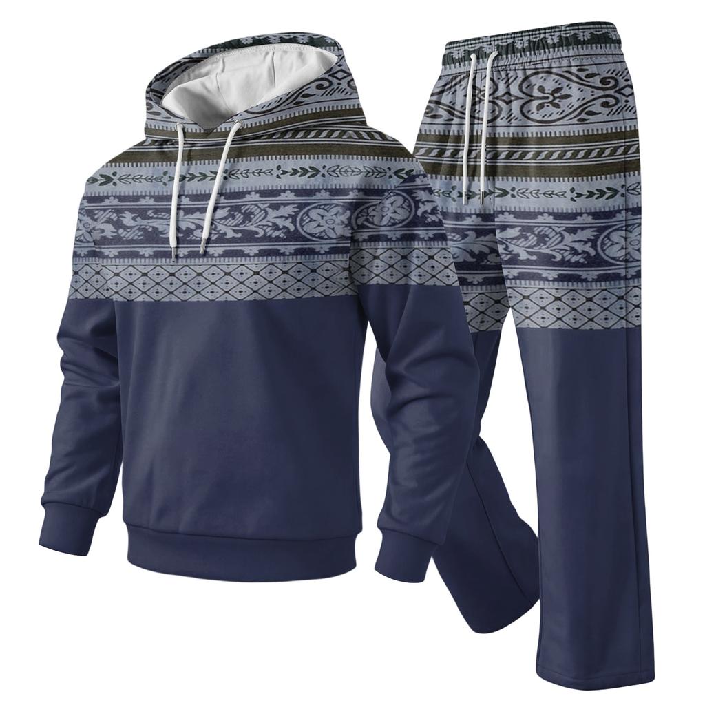 Completo con Felpa e Pantaloni da Tuta da Uomo con Vita Elastica, Outfit Casual Due Pezzi