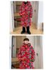 Northeast Floral Hanfu Long Hooded Cotton Coat - Unisex Loose-Fit, Warm, Trendy Cold-Protection Jacket