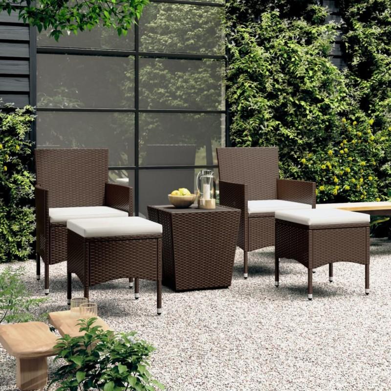 Day and Night - Day and Night Garden Bistro Set 5 Pieces PE Rattan Brown Tempered Glass