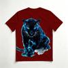 Neon Blue Panther 3D All Over Print Men's Crew Neck T-Shirt