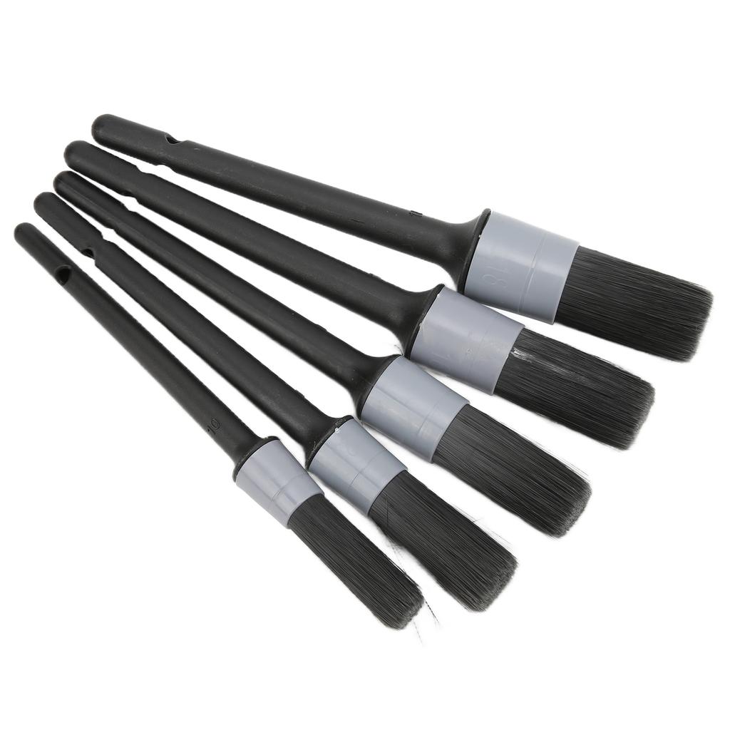 5pcs Auto Detailing Brush Set for Cleaning Car Interior Exterior Engine Exhaust Leather SeatBlack