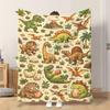 1pc Flannel Blanket Illustrated Dinosaur Scene Lightweight Soft Comfortable And Warm Shawl/Nap Blanket/Sofa Blanket Suitable for A