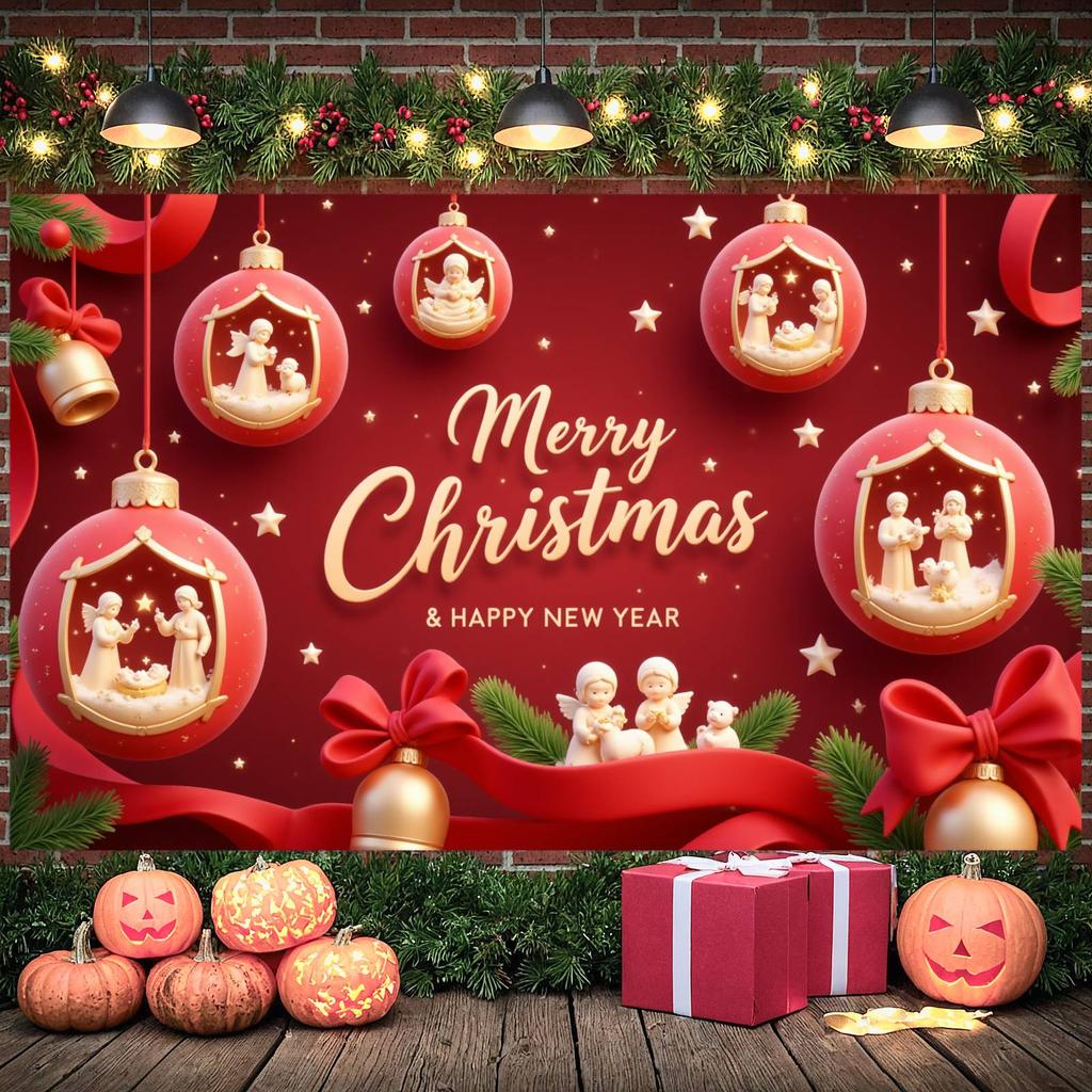 New Year Party Banner Christmas Ornament Christmas Banner Christmas Decoration Banner Red Ribbon For Holiday Decoration New Year