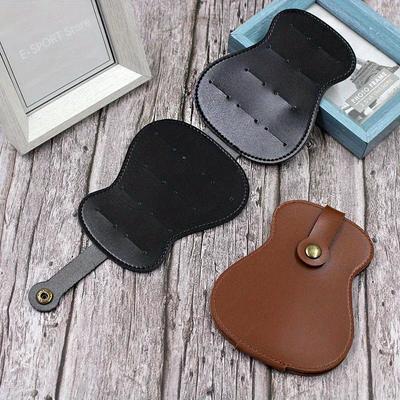 Přenosná taška s vysokou kapacitou pro ukládání trsátek na kytaru Zesílená kůže Odolná Plectrum Univerzální Skládací taška Příslušenství pro Ukulele
