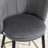 Set of 2 Velvet Bar Stools with Footrest and Steel Base, 59x52x90cm, Grey