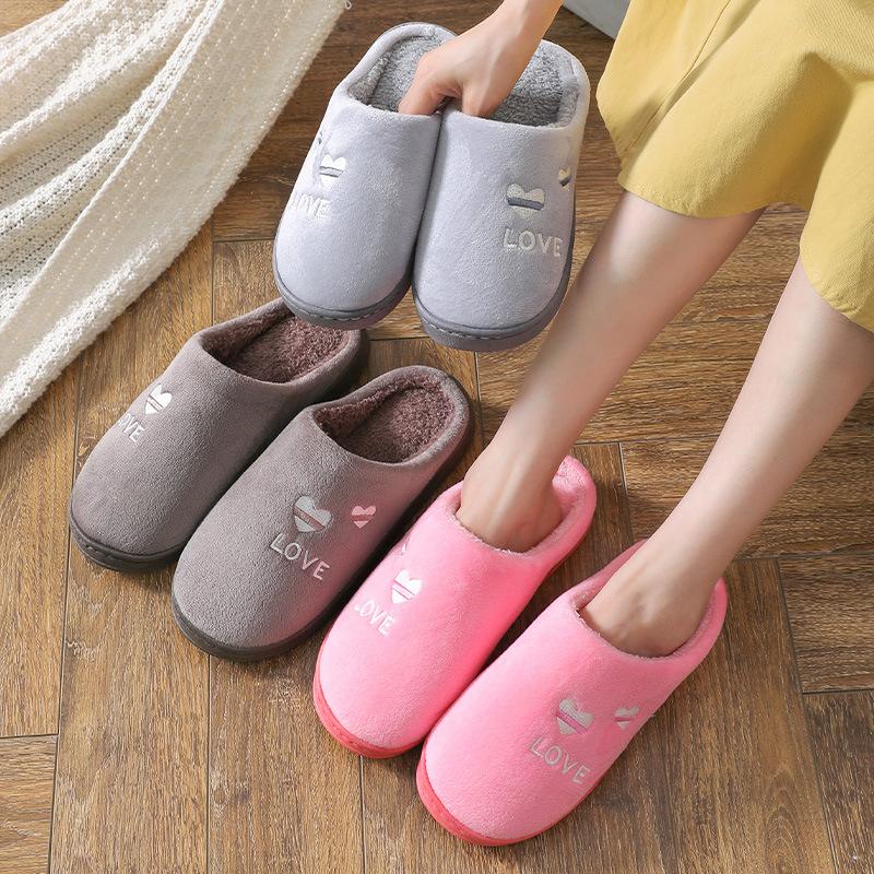 Women's Winter Couple Cotton Slippers for Home Warmth, Men's Woolen Slippers