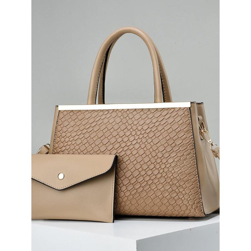 Fashion Simple Large Capacity Handbag Two Set Embossed Texture Simple Yankee Women's Bags Color Crash Shoulder Crossbody Bag
