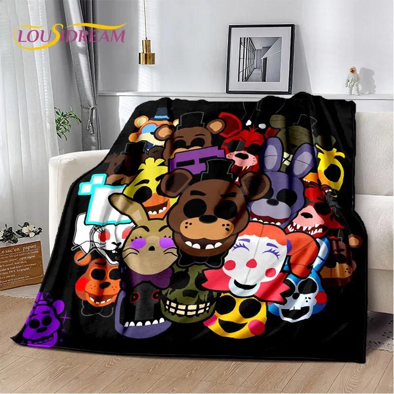 3D Horror Game F-FNAF Freddy Cartoon Soft Flannel Blanket for Bed Bedroom Sofa Picnic,Throw Blanket for Outdoor Leisure Nap Gift
