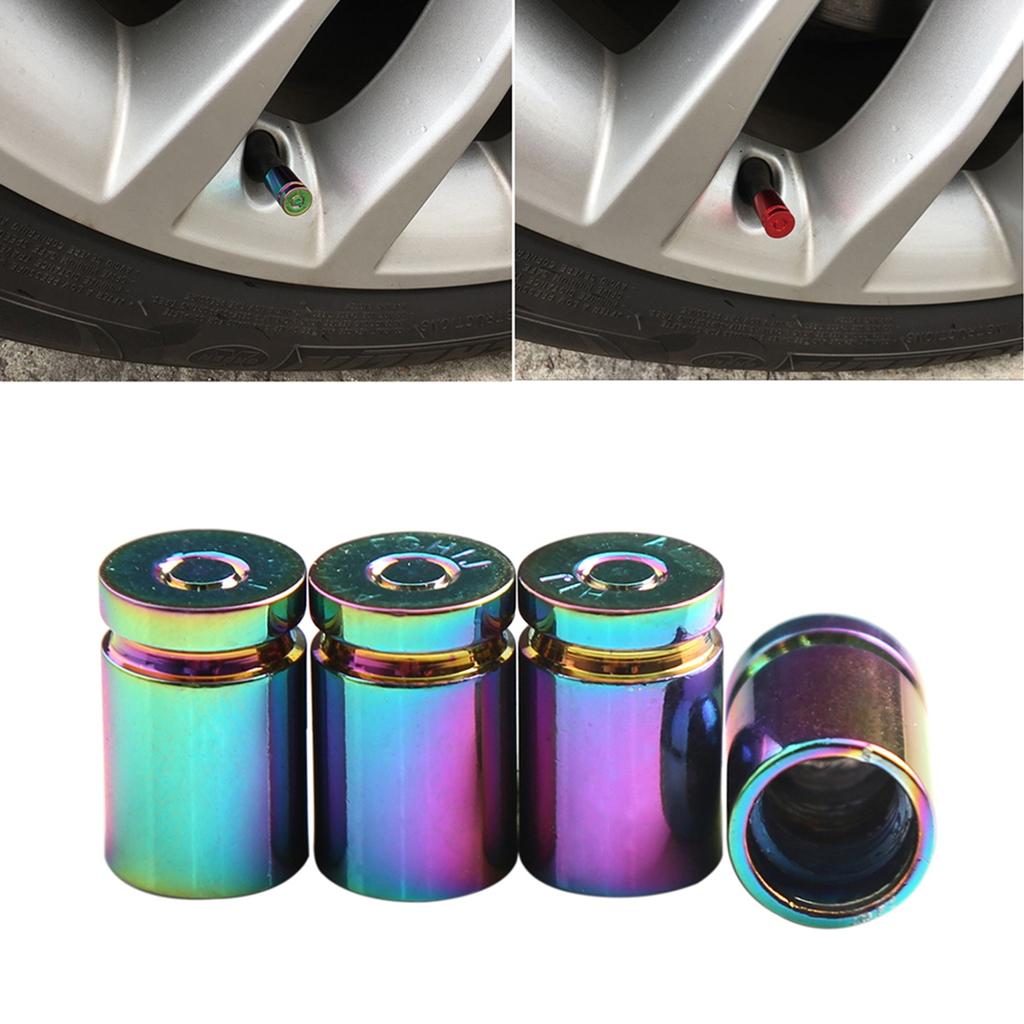 4Pcs Tire Valve Stem Cover Caps Aluminum Car Wheel Air Pressure Valve Cap Shell Dust Cap for Automotive Motorcycles
