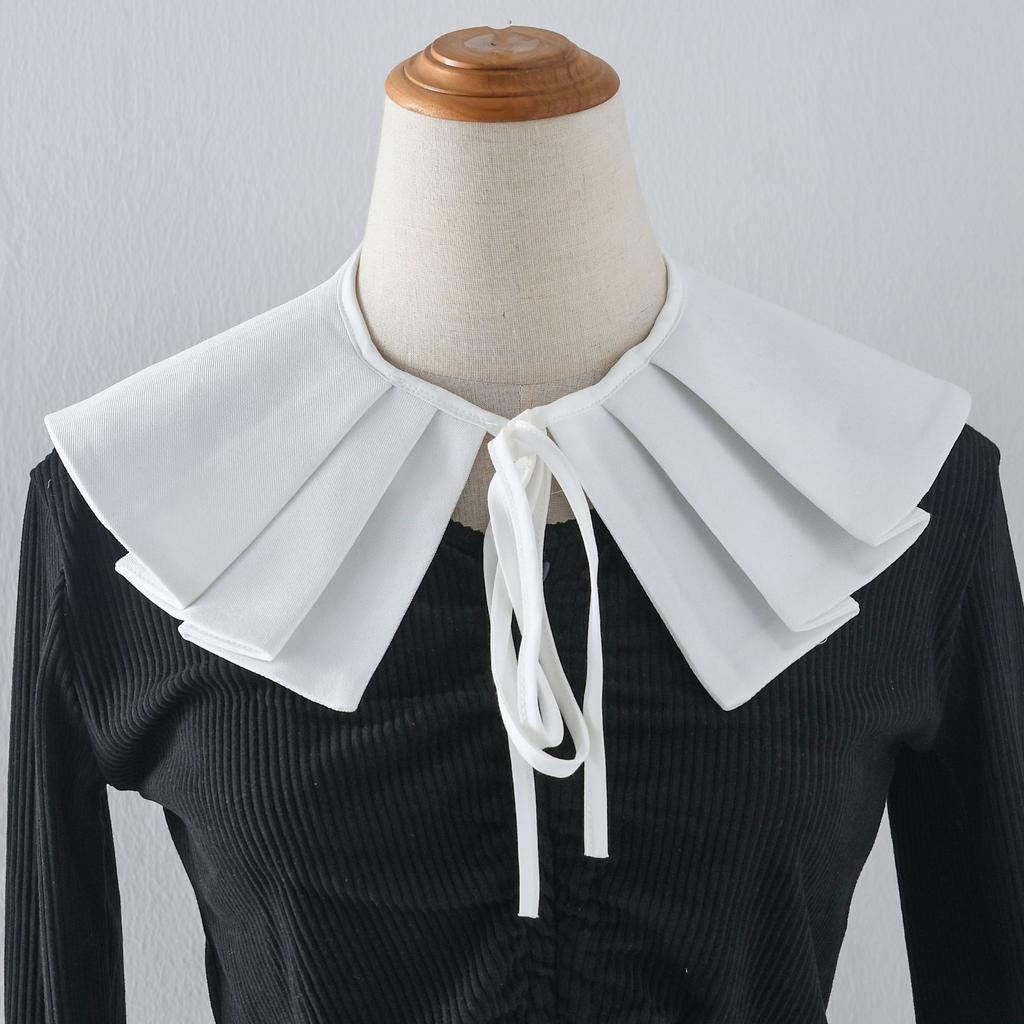 Womens Front Ties Shoulder Wraps Shawl White Lapel Blouse Shirt Detachable Collar Half Shirt Small Fake Collar Cape Shawls