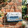 Coastal Welcome Sign Summer Ocean Beach Door Hanger with Hemp Rope Nautical Theme Wooden Hanging Plaque for Front Door Porch Home Wall Decor