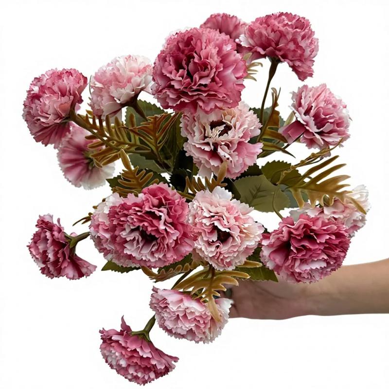 3pcs Carnation Artificial 18 Heads Fake Flower Bouquet Large Bouquet Flowers Photography Props Wedding Floral Arrangement
