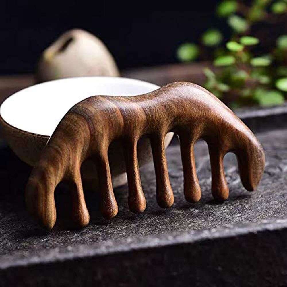 Meridian Scrapping Lotus Wide Teeth Hair Comb Wooden Massage Comb Scalp Massage Wood Comb