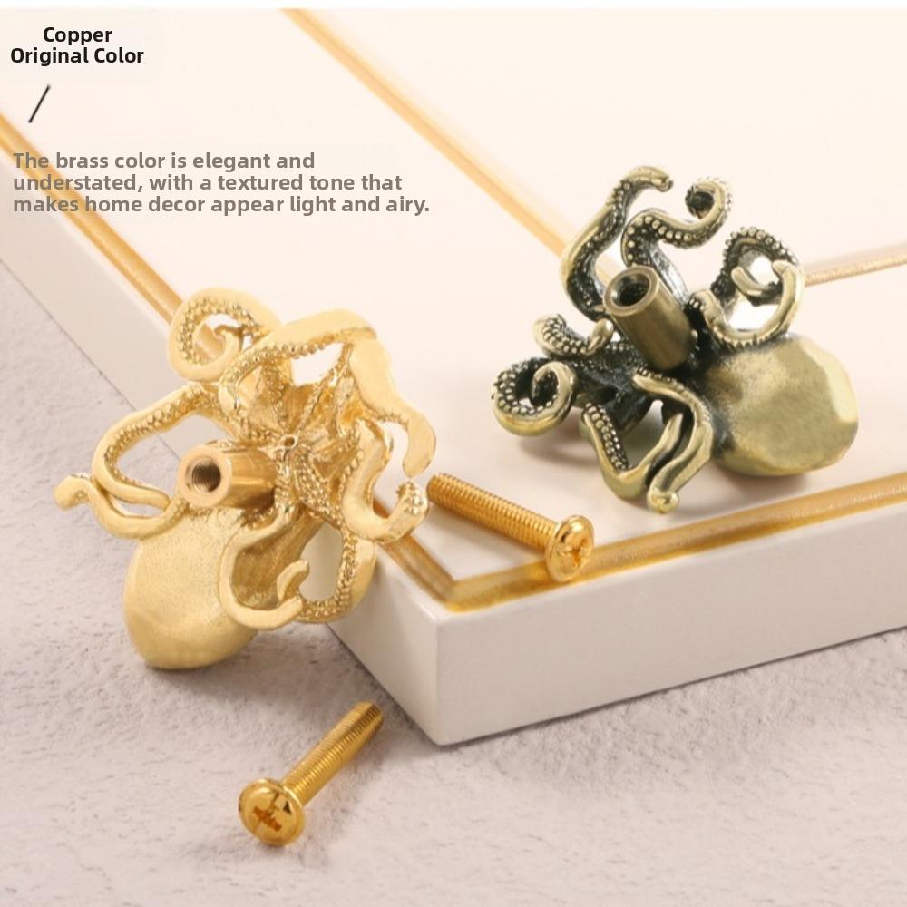 Vintage Cabinet Door Knobs Retro Wardrobe Drawer Pulls Elegant Octopus Brass Handle  Cupboard