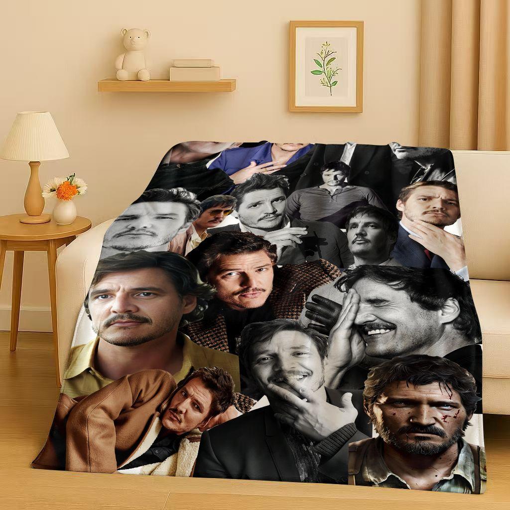 Fashion Pedro Pascal Handsome Actor Flannel Blanket,Ultra Soft Warm Plush Throw for Home Bedroom Bed Sofa Cover Kids Picnic Gift