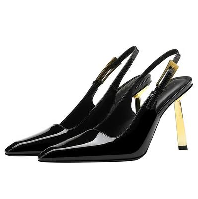 Pantofi de damă de vară noi cu toc înalt, cu vârf ascuțit, stiletto, pantofi simpli de modă cu cataramă din piele lăcuită, toc înalt