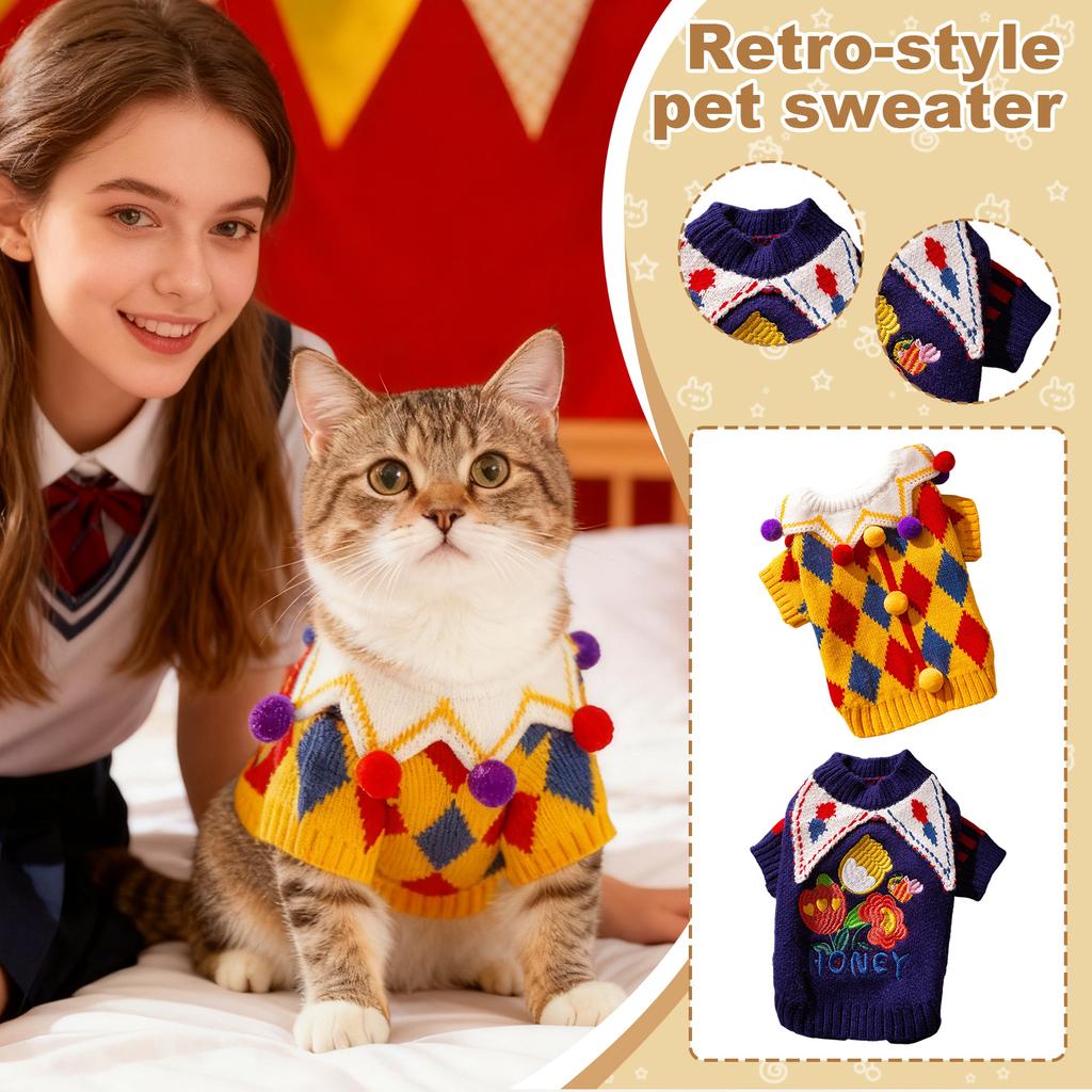 Vintage Pet Sweaters For Small Dogs & Cats - Knitted Pet Pullovers With Unique Patterns, Warm & Stylish Pet Apparel For Daily Wear & Parties