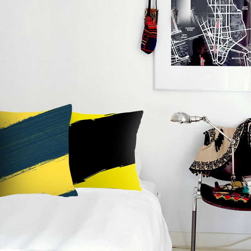 Home Decor Yellow Geometric Pattern Decorative Pillowcase    Sofa Cushion Cover