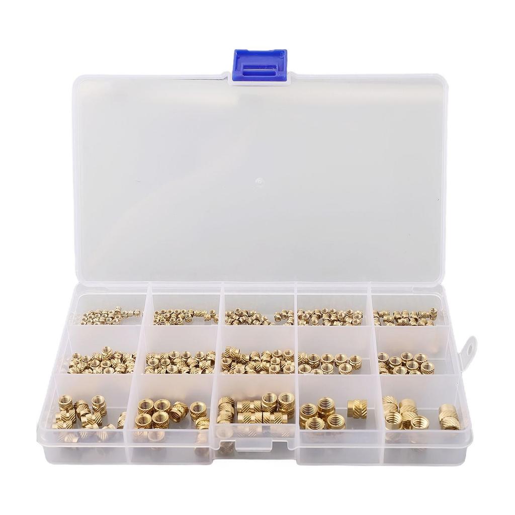 300pcs Threaded Inserts M2 M2.5 M3 M4 M5 M6 1/4-20 Insert Nuts Brass Threaded Bushing